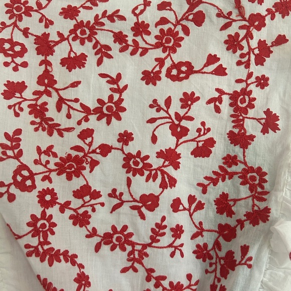 FARM Rio White Blouse with Red Floral Embroidery New With Tags Medium - Picture 3 of 10